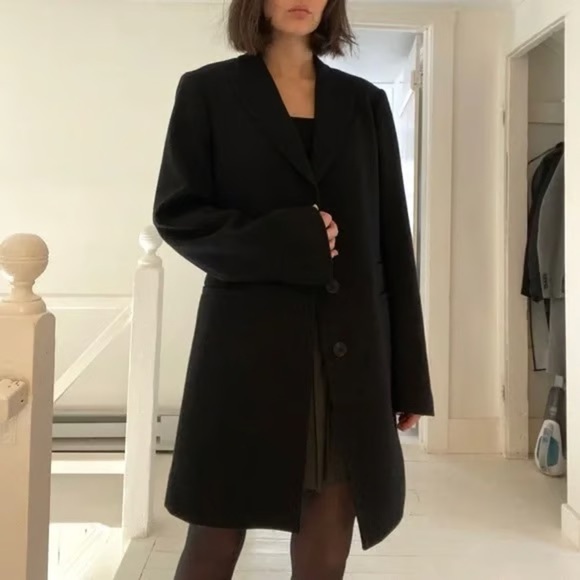 JIL SANDER +J x Uniqlo Single Breasted Wool Coat in Black Grey Sz. XS - Picture 8 of 11